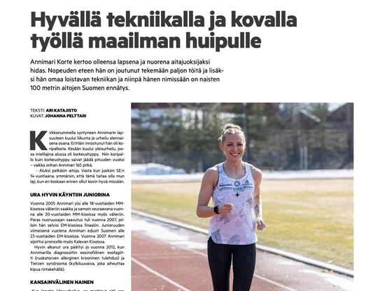 Hyvällä tekniikalla ja kovalla työllä maailman huipulle