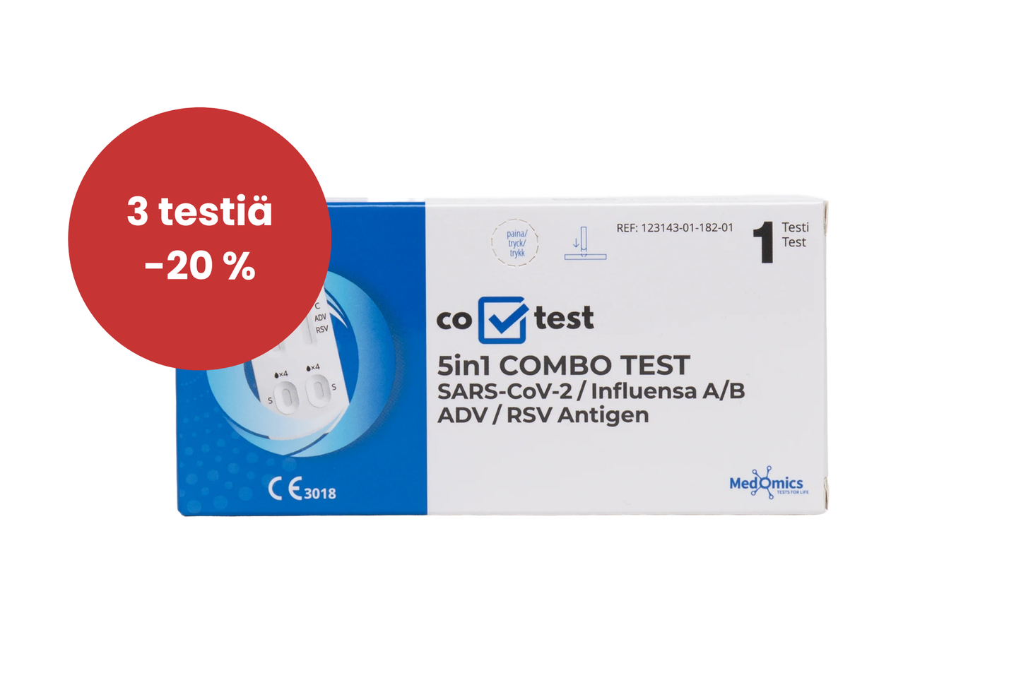 SARS-CoV-2 / Influensa A/B / ADV / RSV -virusten antigeenien yhdistelmäpikatestipaketti